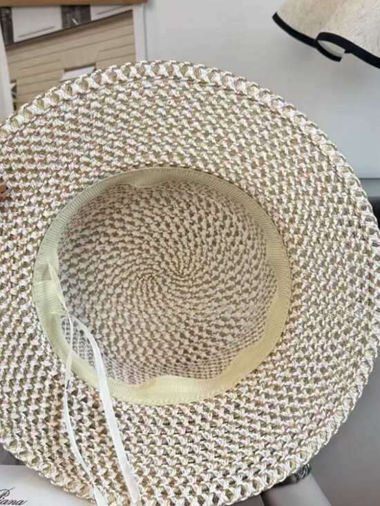 CHANEL Woven Straw Boater Hat main image 7